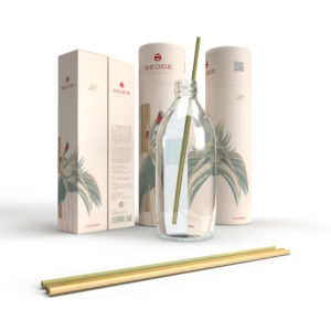 Sedge Straws, Bottled drinks, retail packaging, vooraanzicht